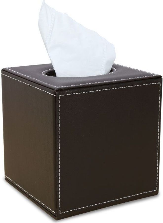 East Lady Leather Tissue Box Dark Brown 13 x 13cm  - Image 2
