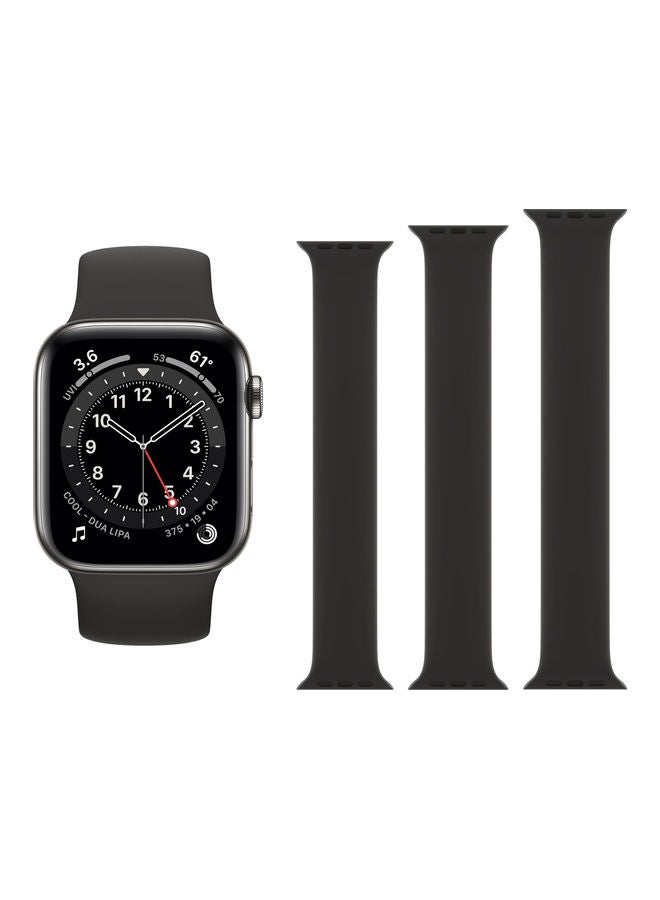 Perfii 3-Piece Replacement Band For Apple Watch Series 1/2/3/4/5/6/SE 38/40mm Black - Image 2