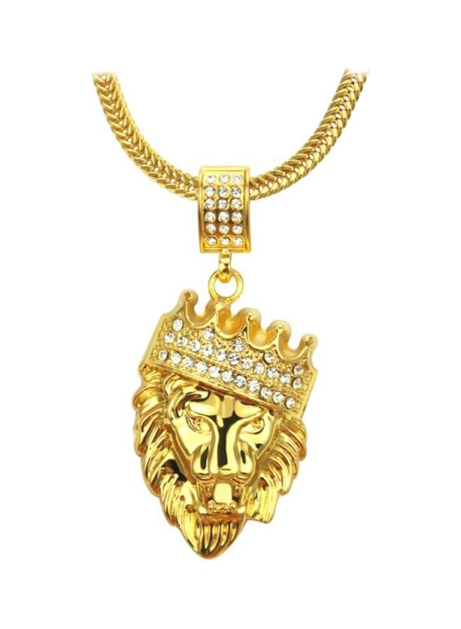 بيوينتي قلادة بسلسلة على شكل عظام ثعبان ودلاية من خليط معدني مرصع بالأحجار على شكل رأس أسد - Image 3