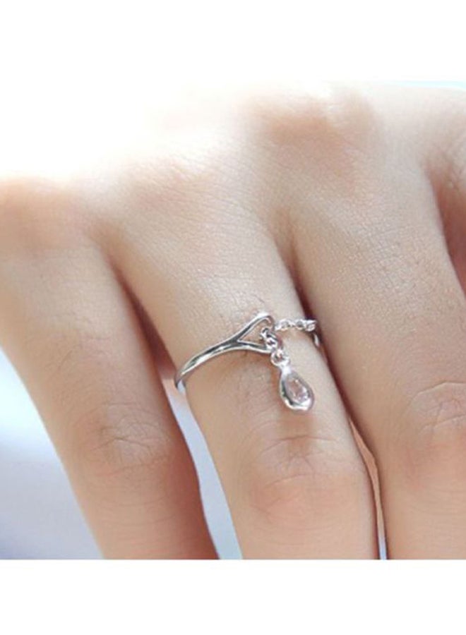 Beauenty Crystal Studded Water Droplet Shape Ring  - Image 4