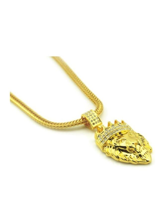 بيوينتي قلادة بسلسلة على شكل عظام ثعبان ودلاية من خليط معدني مرصع بالأحجار على شكل رأس أسد - Image 2