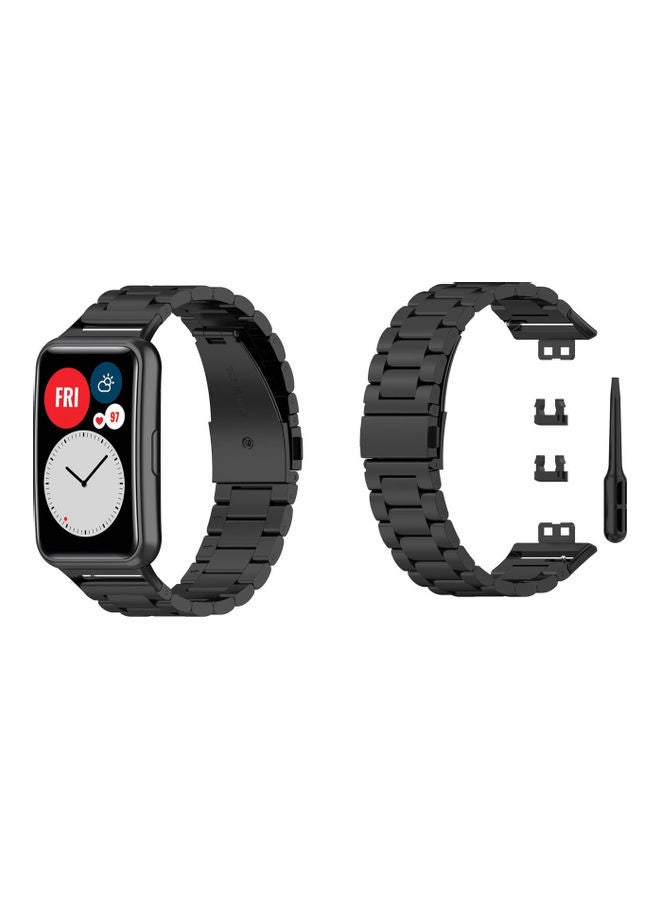 Perfii Stainless Steel Replacement Band For Huawei Watch Fit Black  - Image 2
