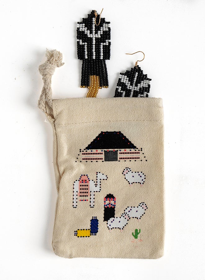NINETY NINE BEADS - Handmade Beaded Hanging Earring - Image 1
