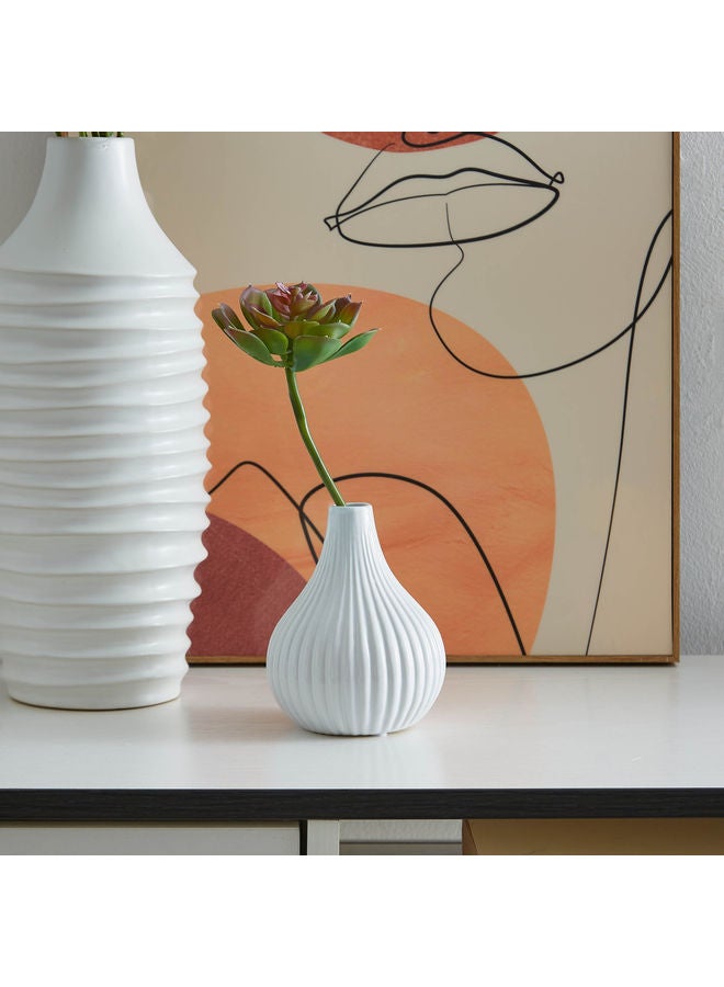 Home Box Ribbed Flower Vase White 13cm  - Image 4