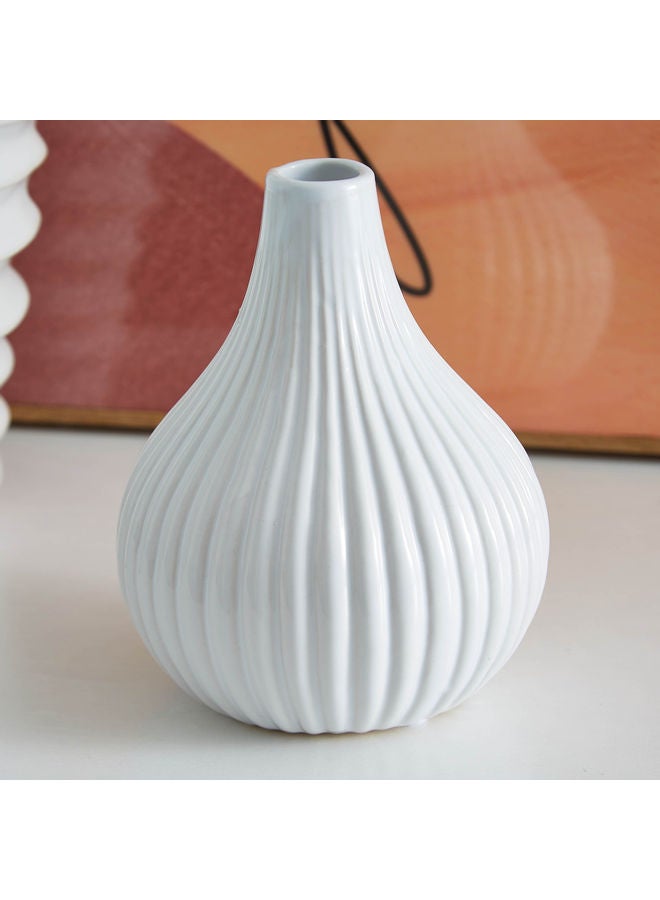 Home Box Ribbed Flower Vase White 13cm  - Image 1