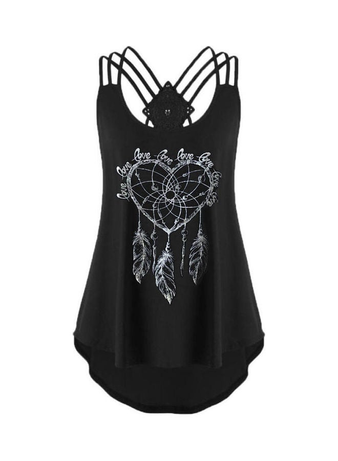 U-Neck Printed T-Shirt Black