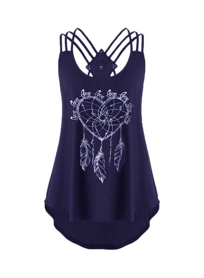 U-Neck Printed T-Shirt Navy - Image 1