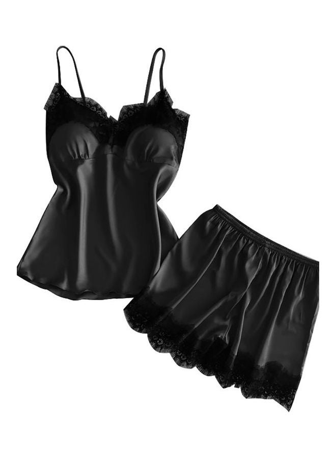 2-Piece Sleepwear Top And Pantie Set Black 