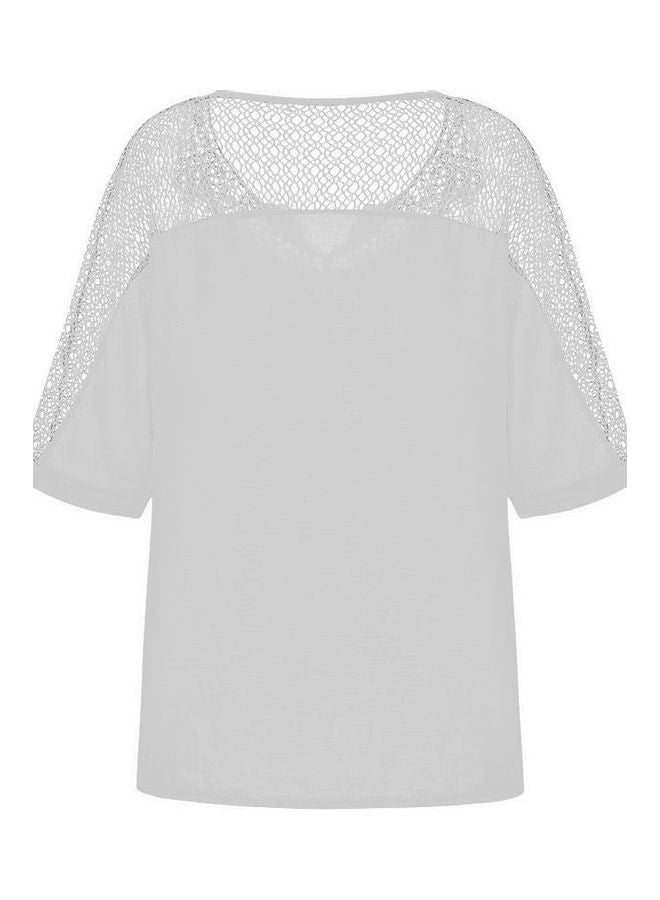 Embroidered Short Sleeves T-Shirt White - Image 2