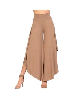 Solid Wide Leg Palazzo Pants Khaki