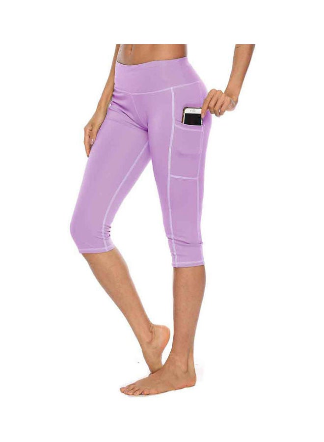 Solid High Waist Leggings Light Purple