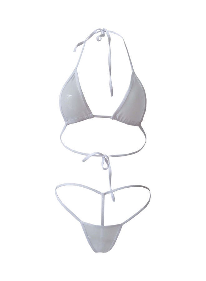 Generic Solid Polyester Bikini Set White 