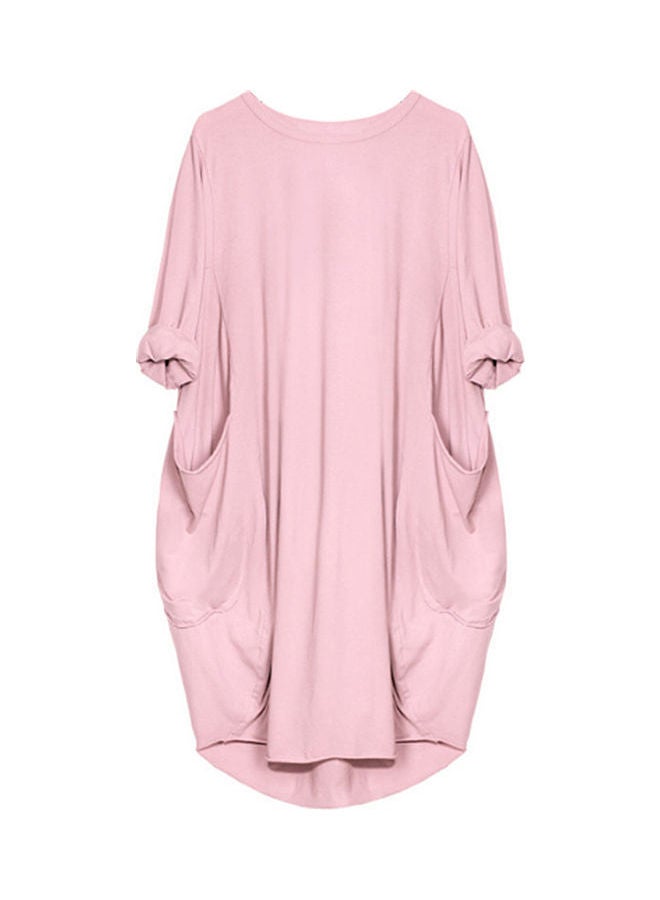 Solid Loose Midi Dress Pink