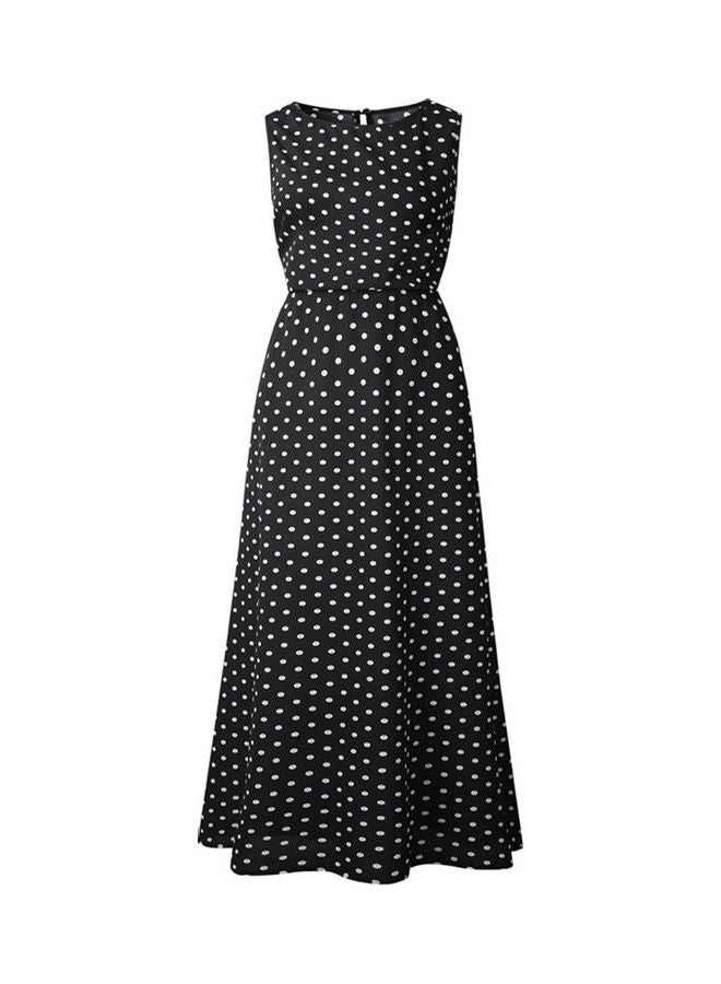 Polka Dot Pattern Maxi Dress Black/White - Image 1