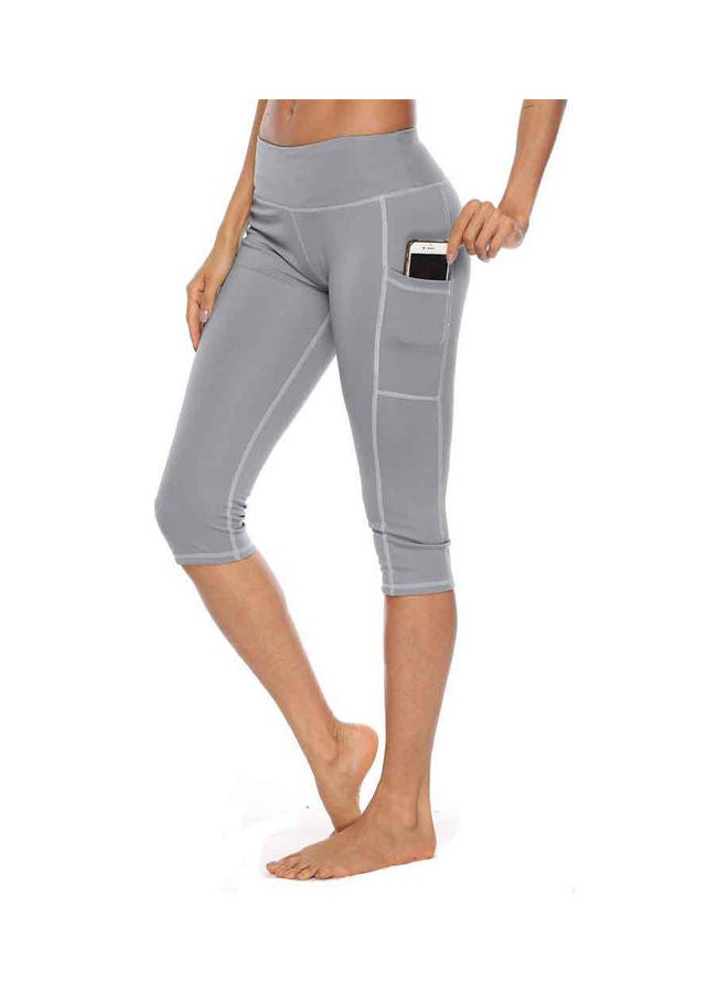 Solid High Waist Leggings Grey - Image 1