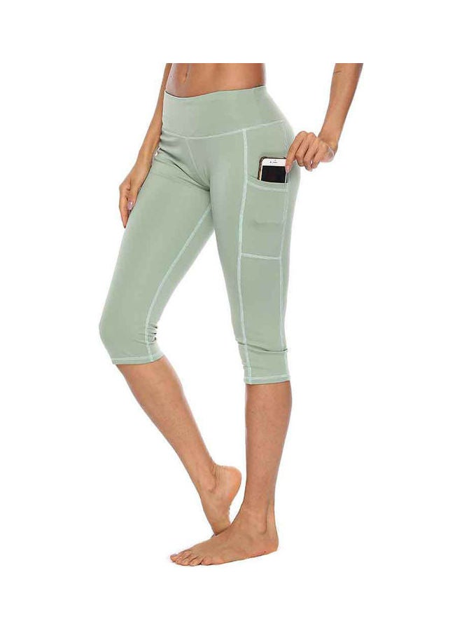 Solid High Waist Leggings Green - Image 1