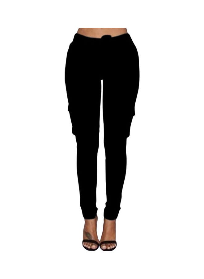 Solid Skinny Cargo Pants Black