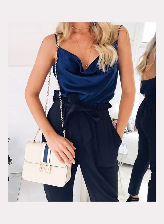 Solid Backless Tank Top Blue  - Image 2