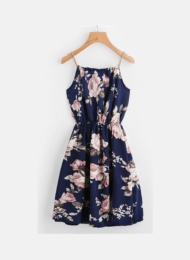 Floral Printed Mini Dress Blue/Pink - Image 1