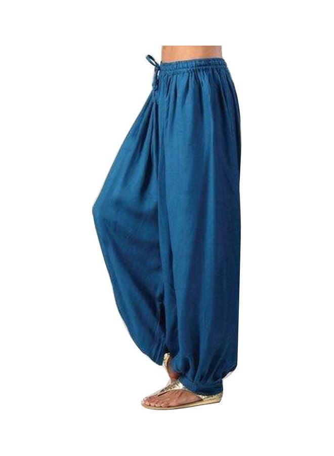 Solid Loose Drawstring Trousers Dark Blue - v1610553582/N43467956V_1