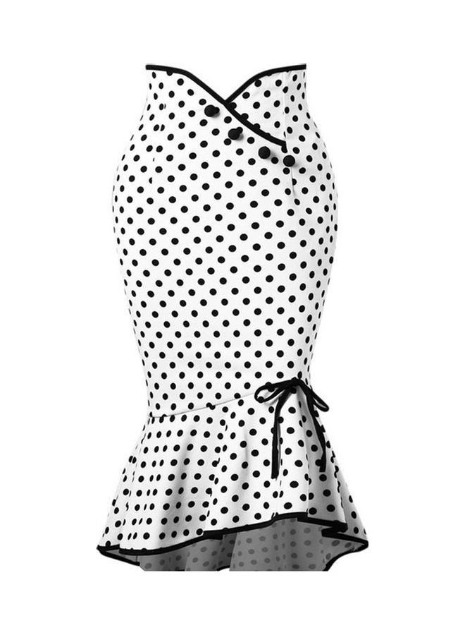 Polka Dot Pattern Mermaid Skirt White/Black  - Image 1