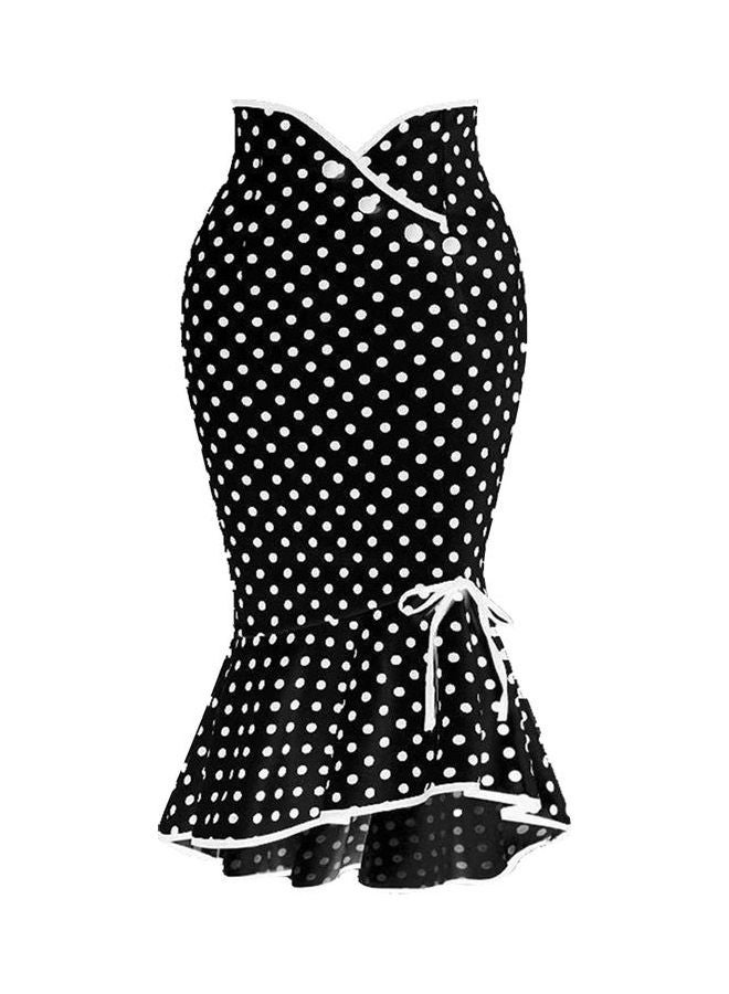 Polka Dot Pattern Mermaid Skirt Black/White  - Image 1