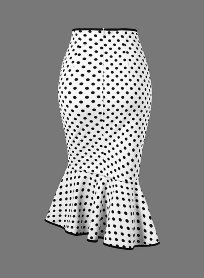 Polka Dot Pattern Mermaid Skirt White/Black  - Image 2