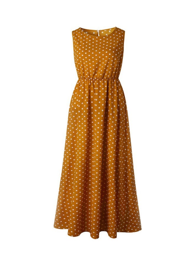 Polka Dot Pattern Maxi Dress Yellow/White - Image 1