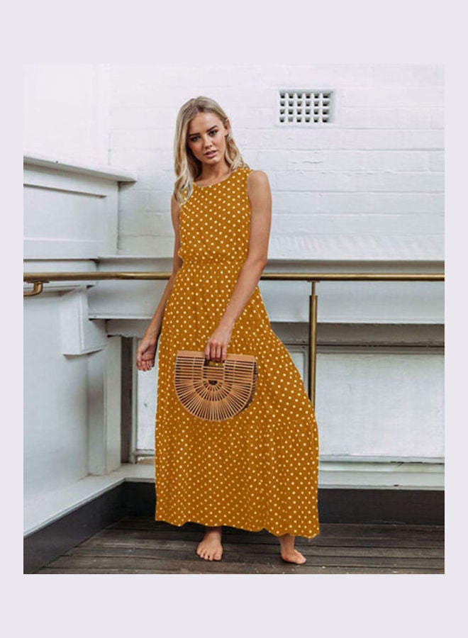 Polka Dot Pattern Maxi Dress Yellow/White - Image 2