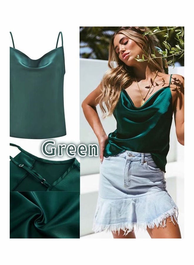 Solid Backless Tank Top Green  - Image 2