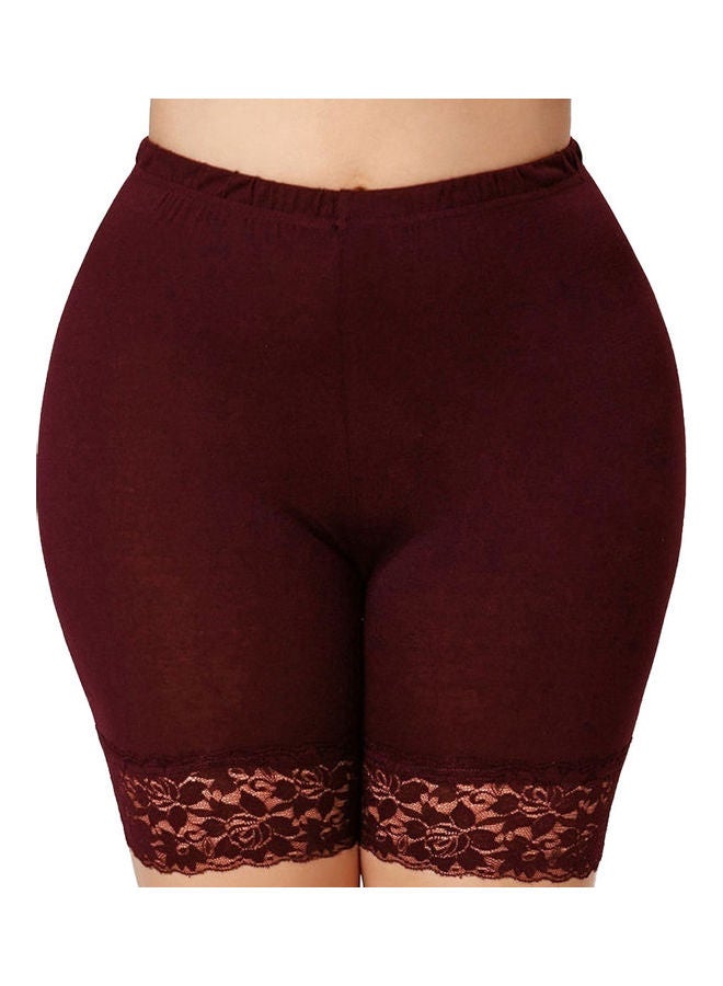 Lace Yoga Shorts Wine Red