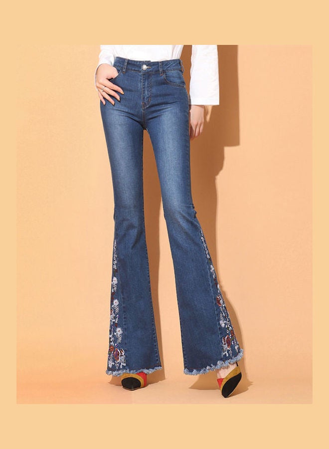 Embroidered Flare Jeans Light Blue - Image 1