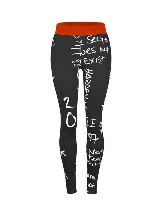 Letters Printed Leggings Black/Red/White 