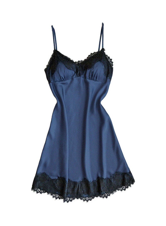 Generic Silky Lace Patchwork Nightdress Blue/Black 