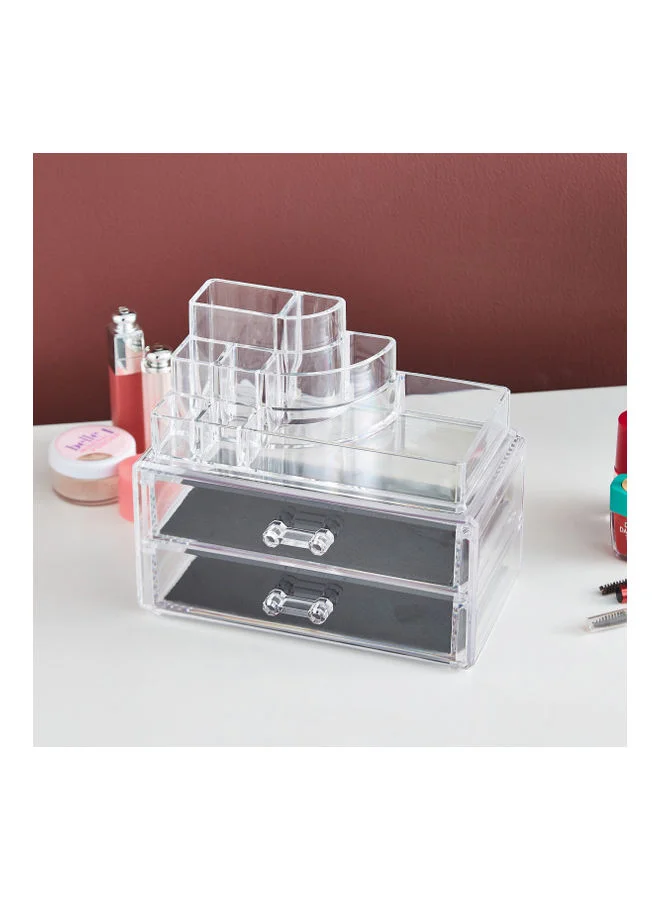 Home Box Crystal Cosmetics Organiser with 2 Drawers