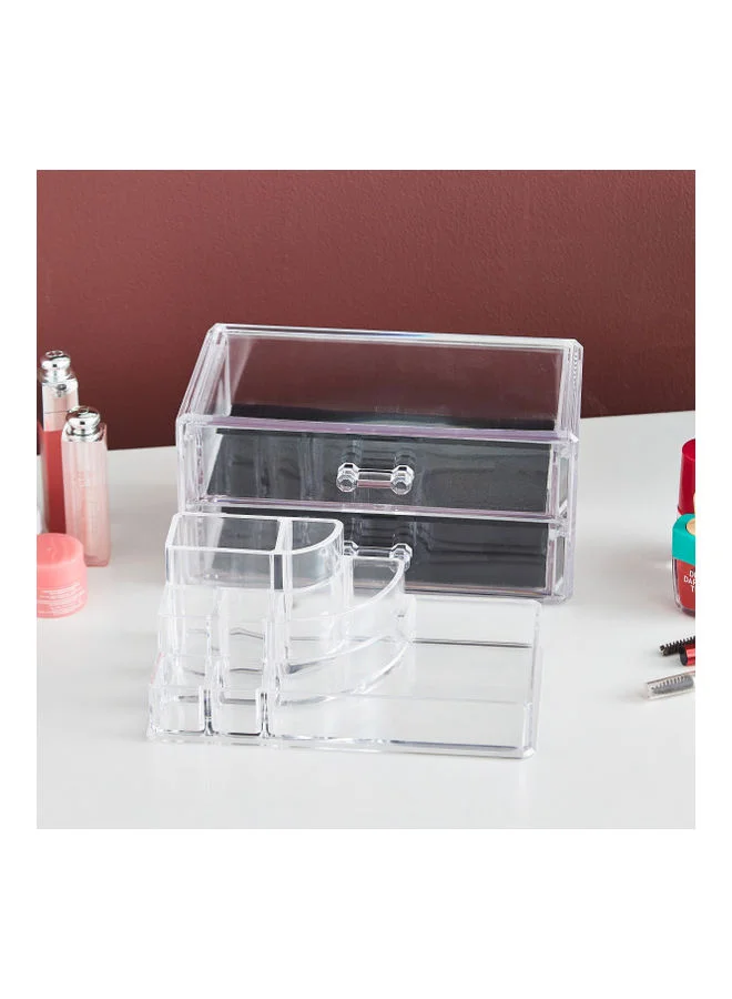 Home Box Crystal Cosmetics Organiser with 2 Drawers