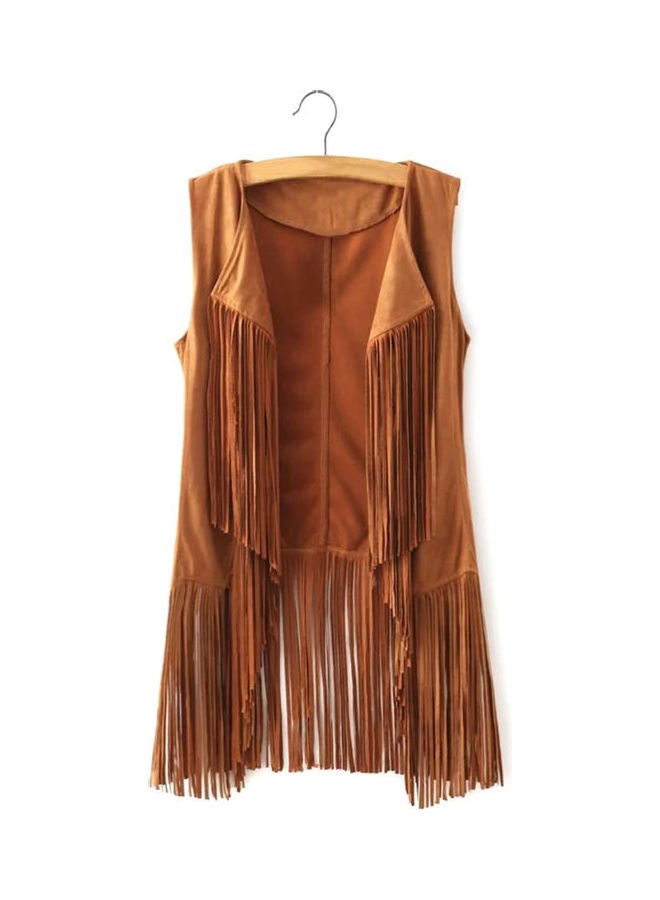 Solid Tassels Jacket Khaki  - Image 1