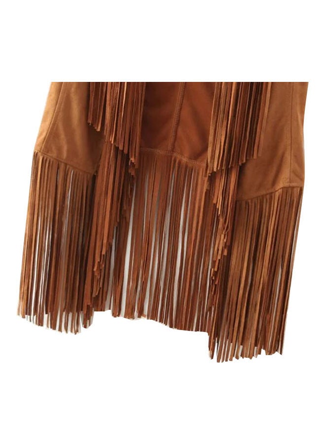 Solid Tassels Jacket Khaki  - Image 4