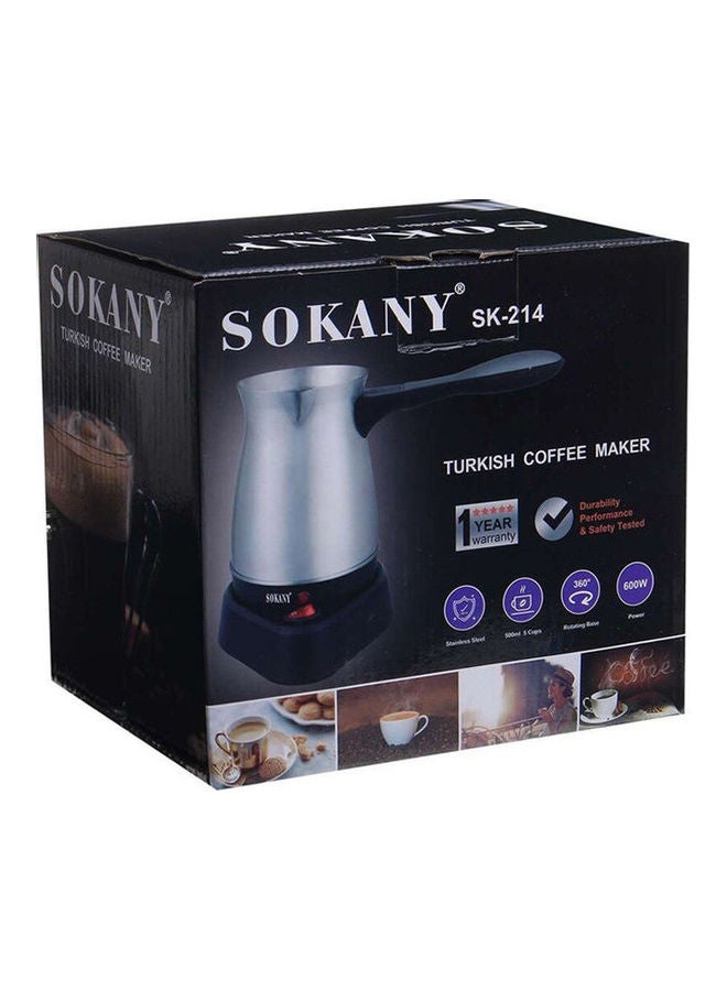 سوكاني ماكينة صنع القهوة التركية الكهربائية من الستانلس ستيل طراز SK-214 0.5 L SK-214 فضي  - Image 1