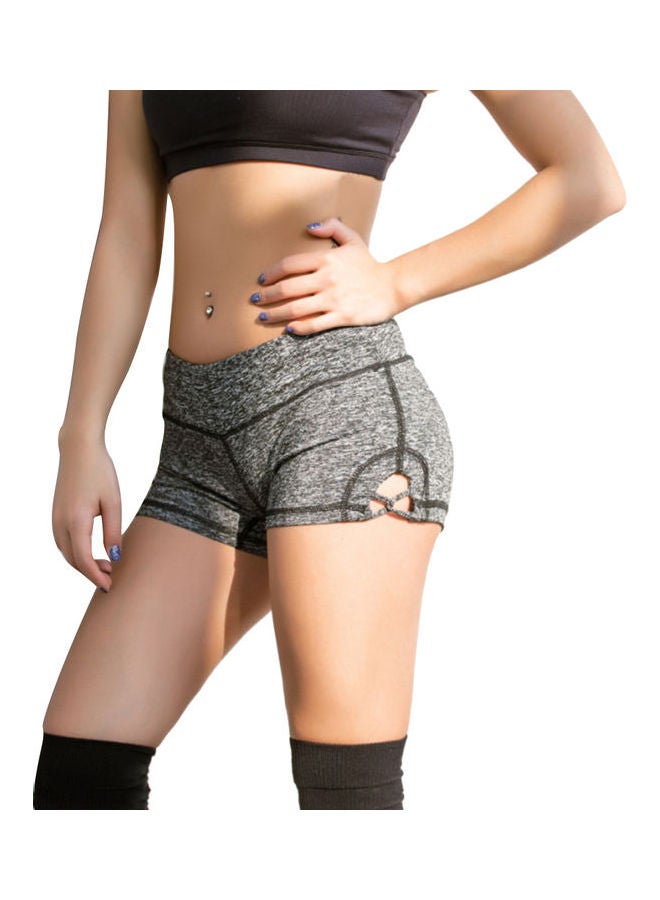 Cross Side Cutout Yoga Shorts Grey 