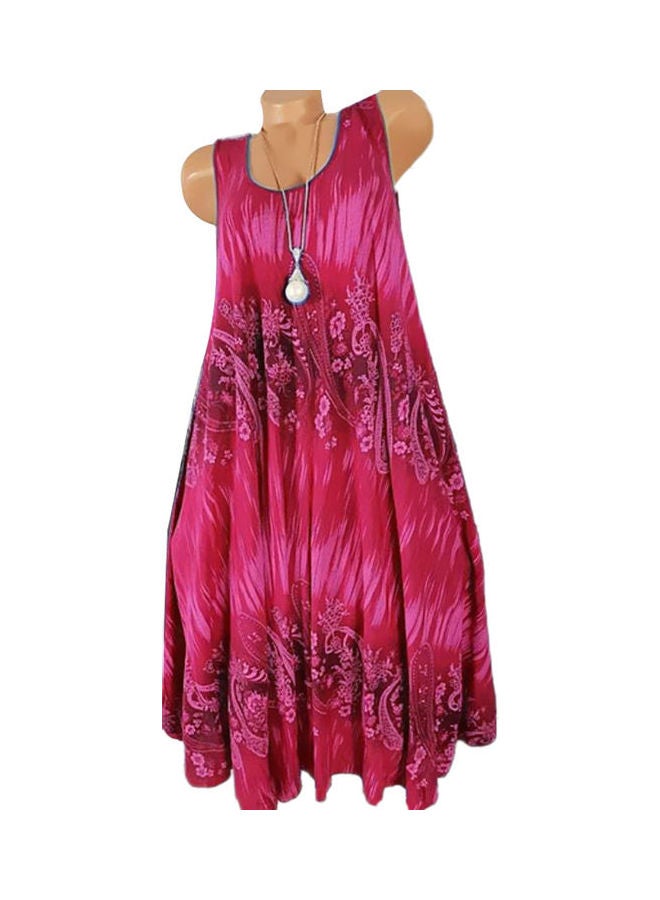 Floral Printed Midi Dress Pink