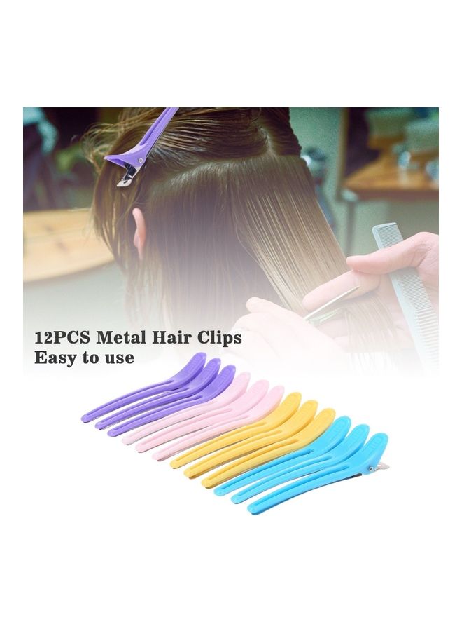12-Piece Anti-slip Hair Styling Salon Hairdressing Duckbill Clips Tool Multicolour - Image 2
