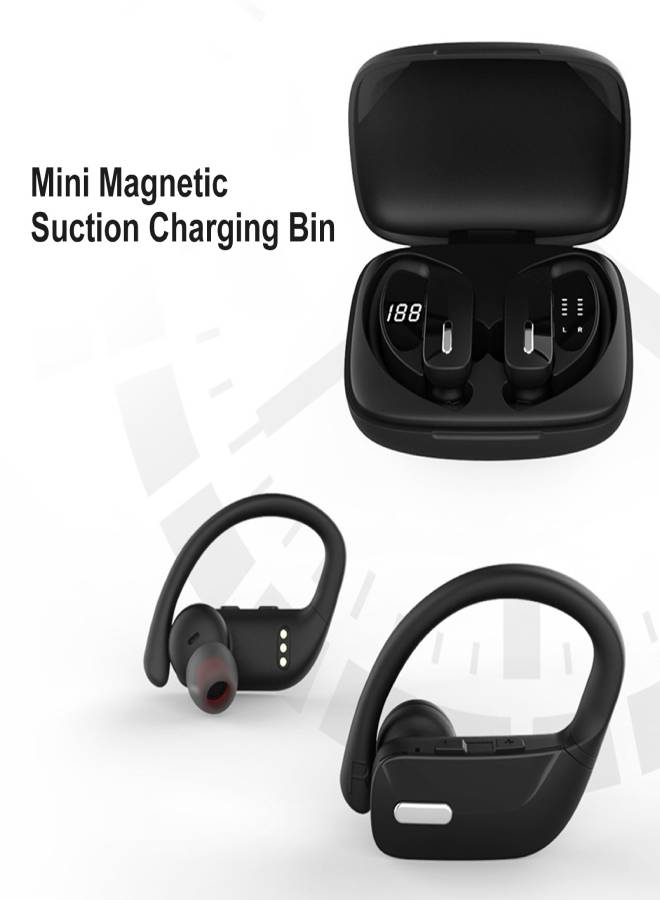 Generic - T16/T17 TWS Wireless BT Earphones 5.0 Stereo Ears Digital Display Sports Earphones Black - Image 1