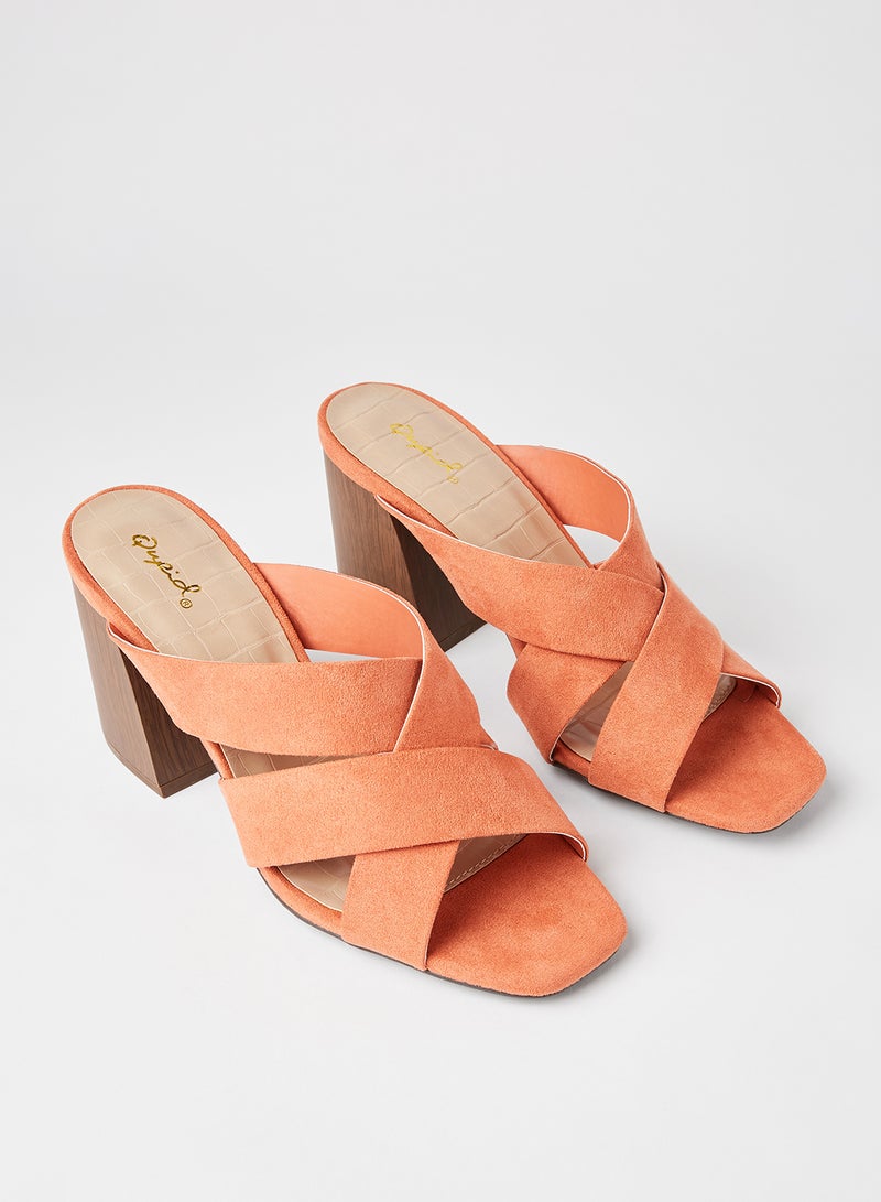 Qupid - Dorcas Suedette Sandals Ash Coral - Image 1