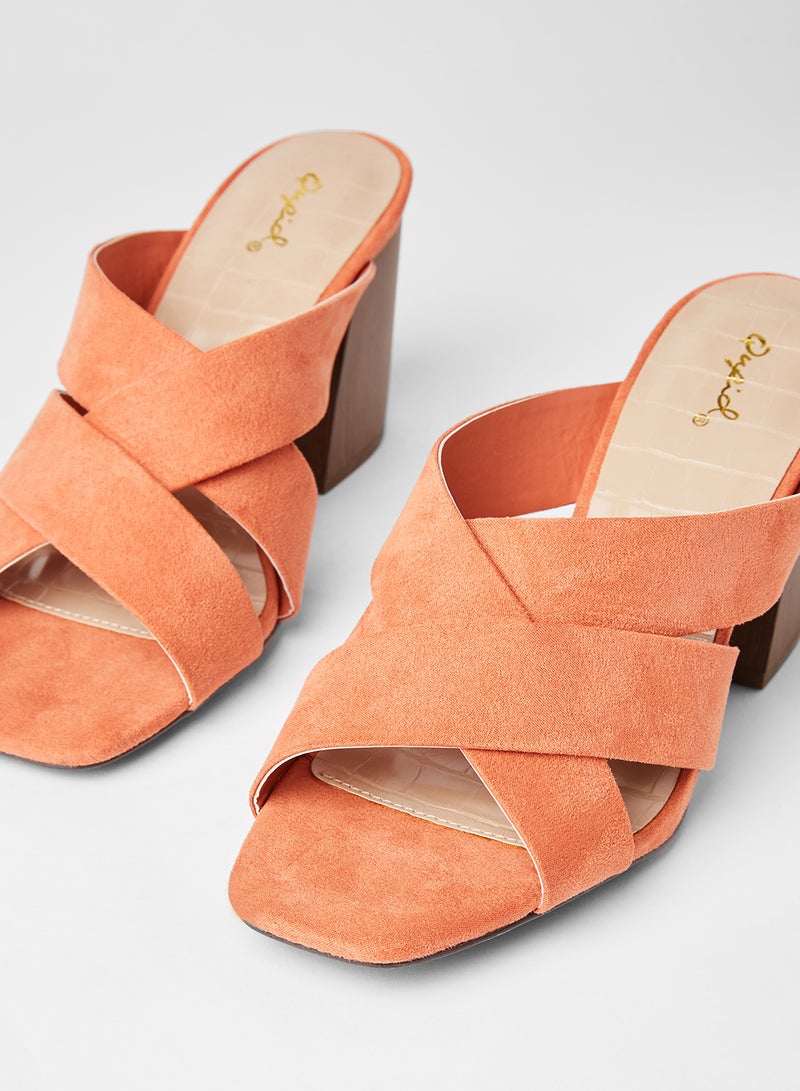Qupid - Dorcas Suedette Sandals Ash Coral - Image 1