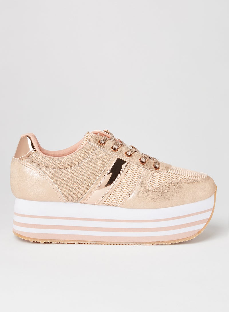 Qupid - Skywalk Platform Sneakers Rose Gold - Image 1