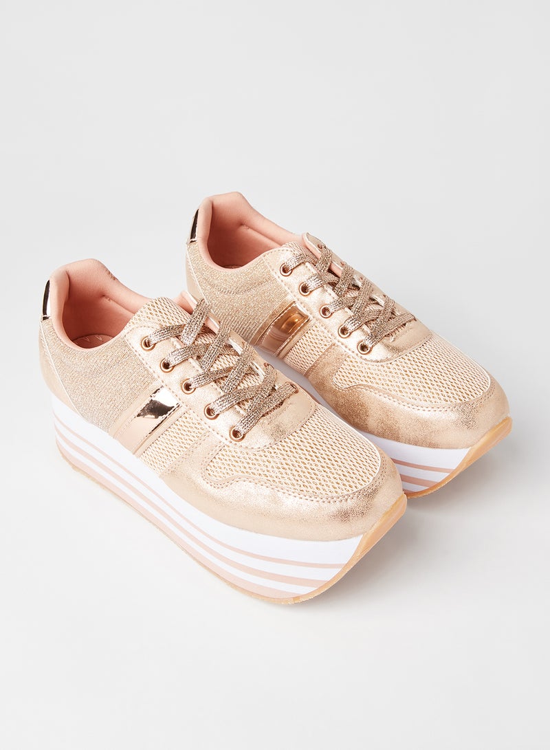 Qupid - Skywalk Platform Sneakers Rose Gold - Image 1