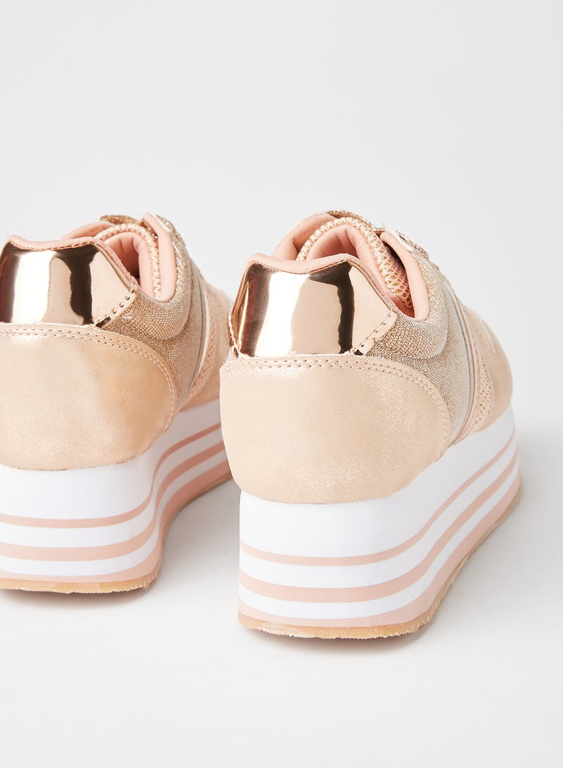 Qupid - Skywalk Platform Sneakers Rose Gold - Image 1