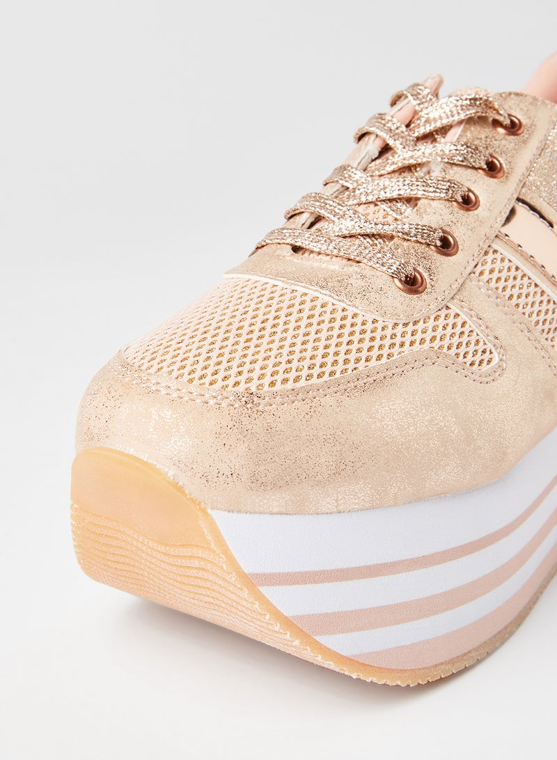 Qupid - Skywalk Platform Sneakers Rose Gold - Image 1