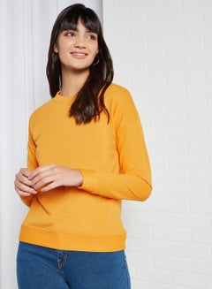 Fashioned Solid Sweatshirt Orange
